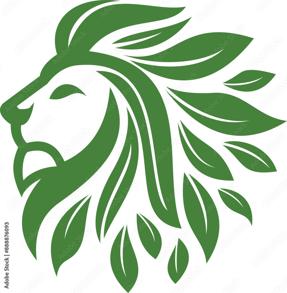 Wall mural lion leaf luxury logo design vector icon template