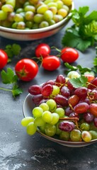 Exploring grape s versatility  fresh enjoyment, salad addition, and snack appeal in realistic image