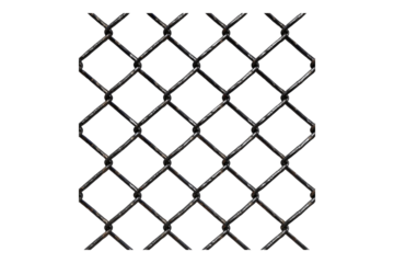 Chain link fence with realistic wire isolated on transparent background