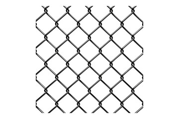 Chain link fence with realistic wire isolated on transparent background