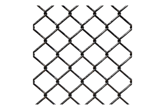 Chain link fence with realistic wire isolated on transparent background - Powered by Adobe