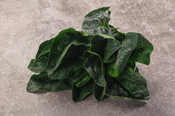 Ripe green spinach leaves heap
