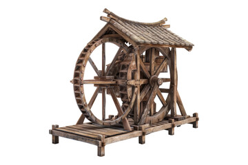 Chinese waterwheel cart isolated on transparent background