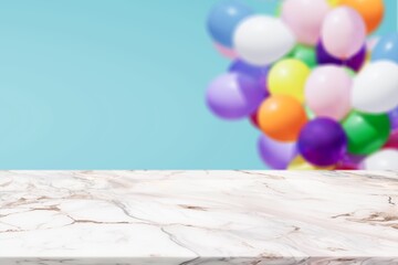 Empty table in front birthday decoration background.
