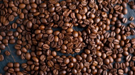 Face made of coffee beans mimicking a broad smile