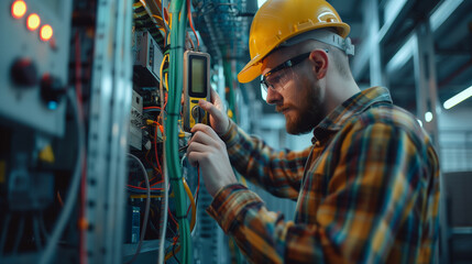 Electrical engineers measure electrical installations and wiring using a multimeter, especially on protective relays.
