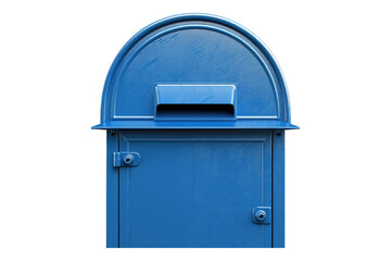 Closeup of a blue mailbox isolated on transparent background