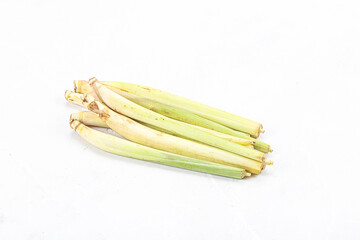 Green organic lemongrass stem heap