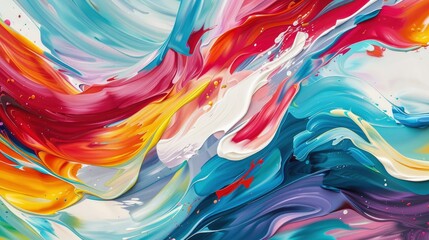 Fototapeta premium Abstract painting with vibrant colors and swirling patterns.