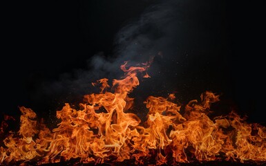 fire isolated over black background, Flame