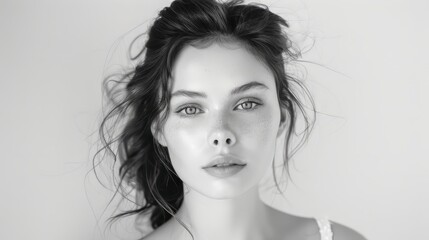 Naklejka premium Black and white, portrait of a beautiful model