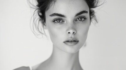 Black and white, portrait of a beautiful model