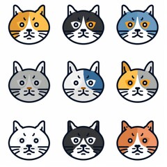 Fototapeta premium Cat flat icon, minimal kitten symbol, kitty sign isolated, pet pictogram, cat set on white