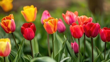 Beautiful tulips in the garden