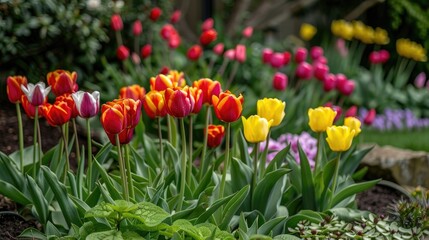 Beautiful tulips in the garden