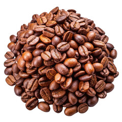 Pile of coffee beans isolated on transparent background