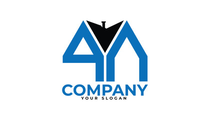 QN letter creative real estate vector logo design.