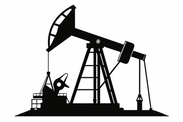 Oil pump jack Silhouette Vector art, Pump jack black Clip art, petrol pumpjack flat vector icon

