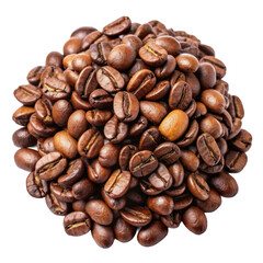 Pile of coffee beans isolated on transparent background