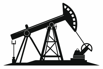 Oil pump jack Silhouette Vector art, Pump jack black Clip art, petrol pumpjack flat vector icon

