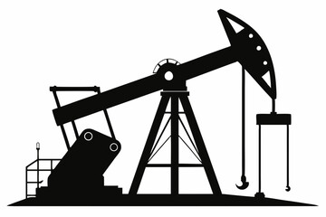 Oil pump jack Silhouette Vector art, Pump jack black Clip art, petrol pumpjack flat vector icon

