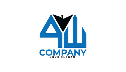 QW letter creative real estate vector logo design.