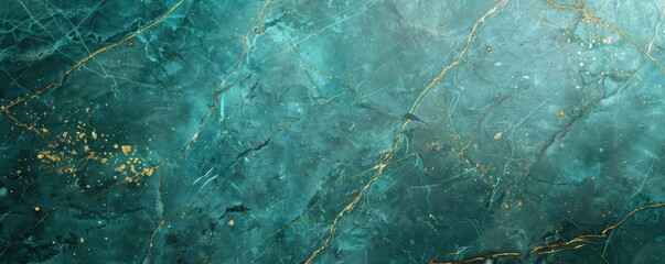 Abstract teal and gold marble texture background.