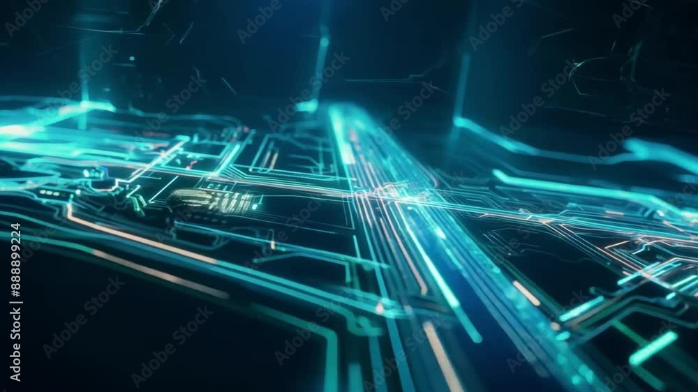 Aufkleber This Abstract glowing lines and shapes forming a digital circuit pattern.