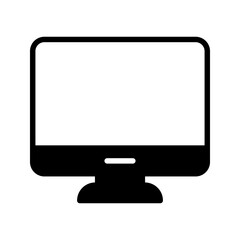 LCD monitor isolated icon, pc display linear icon color editable