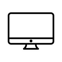 LCD monitor isolated icon, pc display linear icon color editable