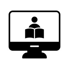 online reading book, screen icon vector image color editable