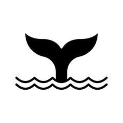 Whale Tale Icon, Animal, Mammal, Conservation Concept Vector Illustration colo editable