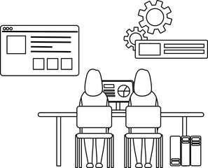 Business Team Work Duotone Line Style