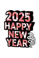 3Dロゴの2025年巳年年賀状／添え書きなし縦