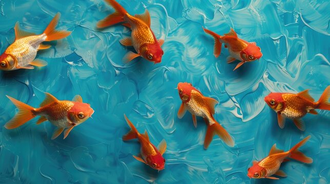 Goldfish on a blue background
