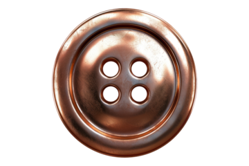 Copper button isolated on transparent background