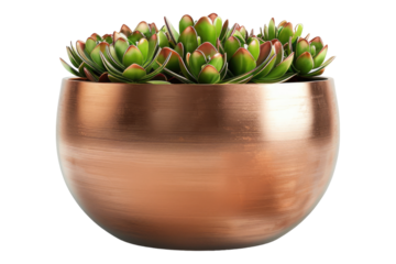 Cooper plant pot isolated on transparent background