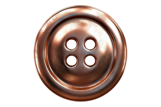 Copper button isolated on transparent background