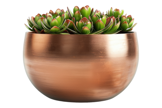 Cooper plant pot isolated on transparent background