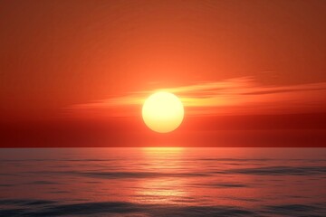 Stunning Ocean Sunset with Vibrant Orange and Red Hues Reflecting on Calm Water