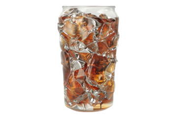 Crumbled empty can isolated on transparent background