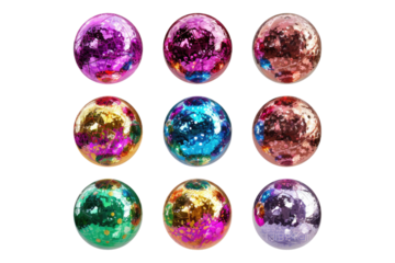 Disco roto balls isolated on transparent background