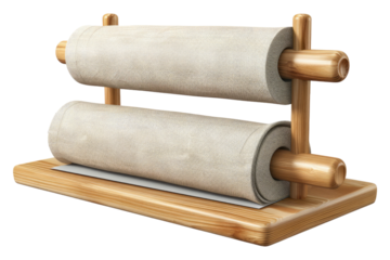 Display of kitchen roll holder isolated on transparent background