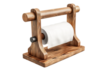 Display of kitchen roll holder isolated on transparent background