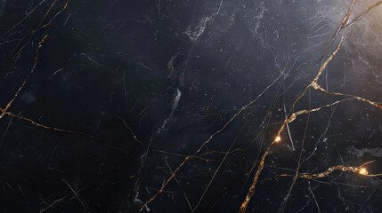 Abstract black marble with gold veins, luxurious background. © narak0rn