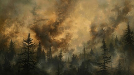 Naklejka premium Forest fire smoke