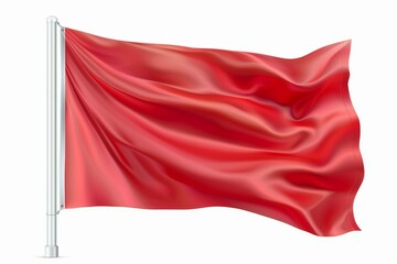 Flag icon, flagpole symbol, waving banner sign, wavy flag isolated on white with copy space for text