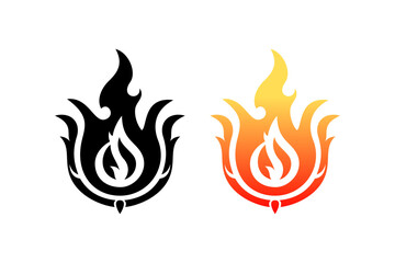 Fire image, flame icon. Black icon isolated on white background.