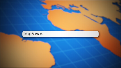 Internet search bar on world map