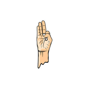 right hand gesture vayu mudra vector illustration